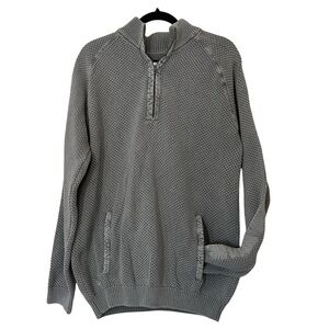 Cody, James Gray 1/4 zip waffle pull over sweater and size XL.